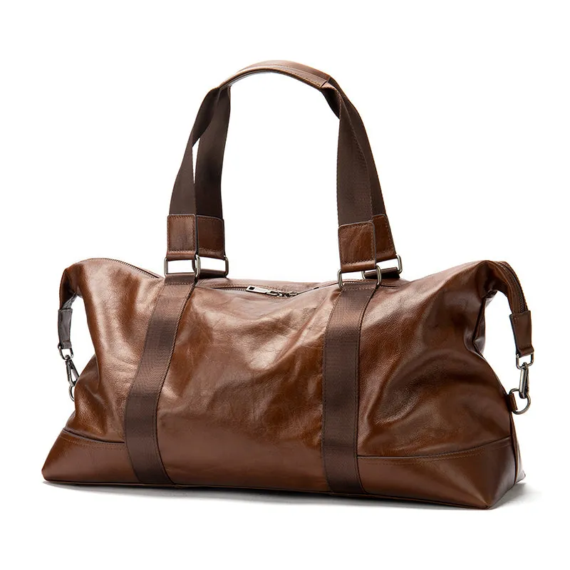 Full Grain Leather Gym Bag Mens Leather Duffle Bag Travel Bag Leather Weekend Luggage Bag Leather Carry-on Bag