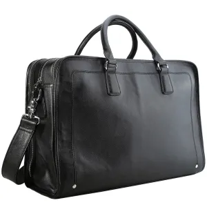 Full Grain Leather Mens Briefcase 17 Inch Leather Laptop Bag Mens Large Business Shoulder Bag Messenger Bag