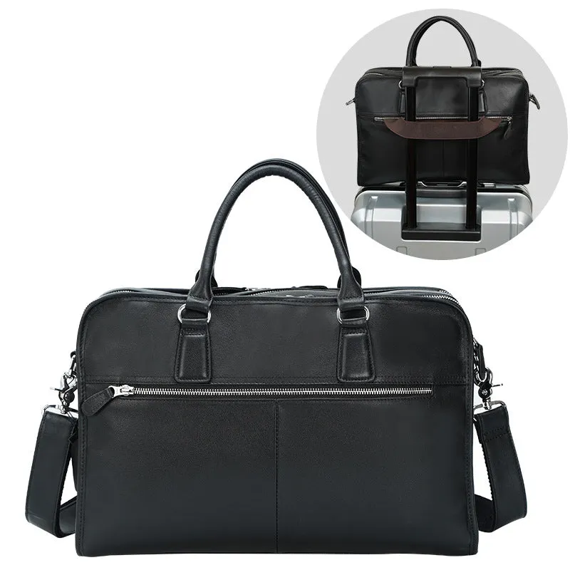 Full Grain Leather Mens Briefcase 17 Inch Leather Laptop Bag Mens Large Business Shoulder Bag Messenger Bag