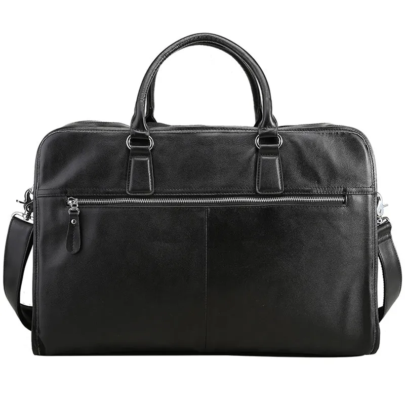 Full Grain Leather Mens Briefcase 17 Inch Leather Laptop Bag Mens Large Business Shoulder Bag Messenger Bag