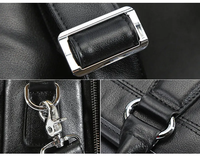 Full Grain Leather Mens Briefcase 17 Inch Leather Laptop Bag Mens Large Business Shoulder Bag Messenger Bag