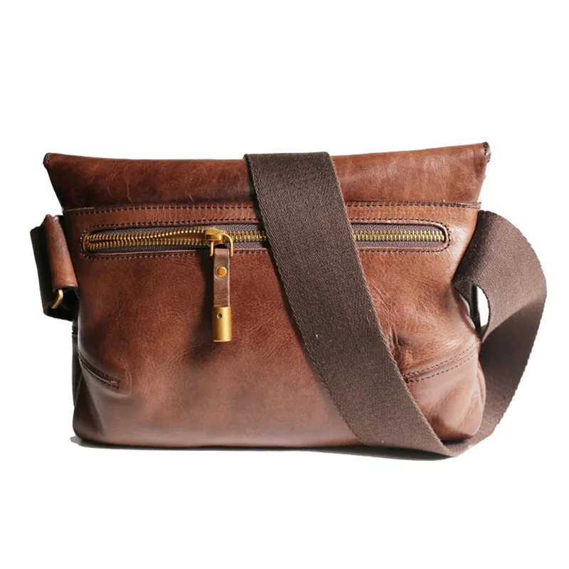 Full Grain Leather Men's Shoulder Bag Vintage Handmade Leather Messenger Bag Leather Crossbody Bag