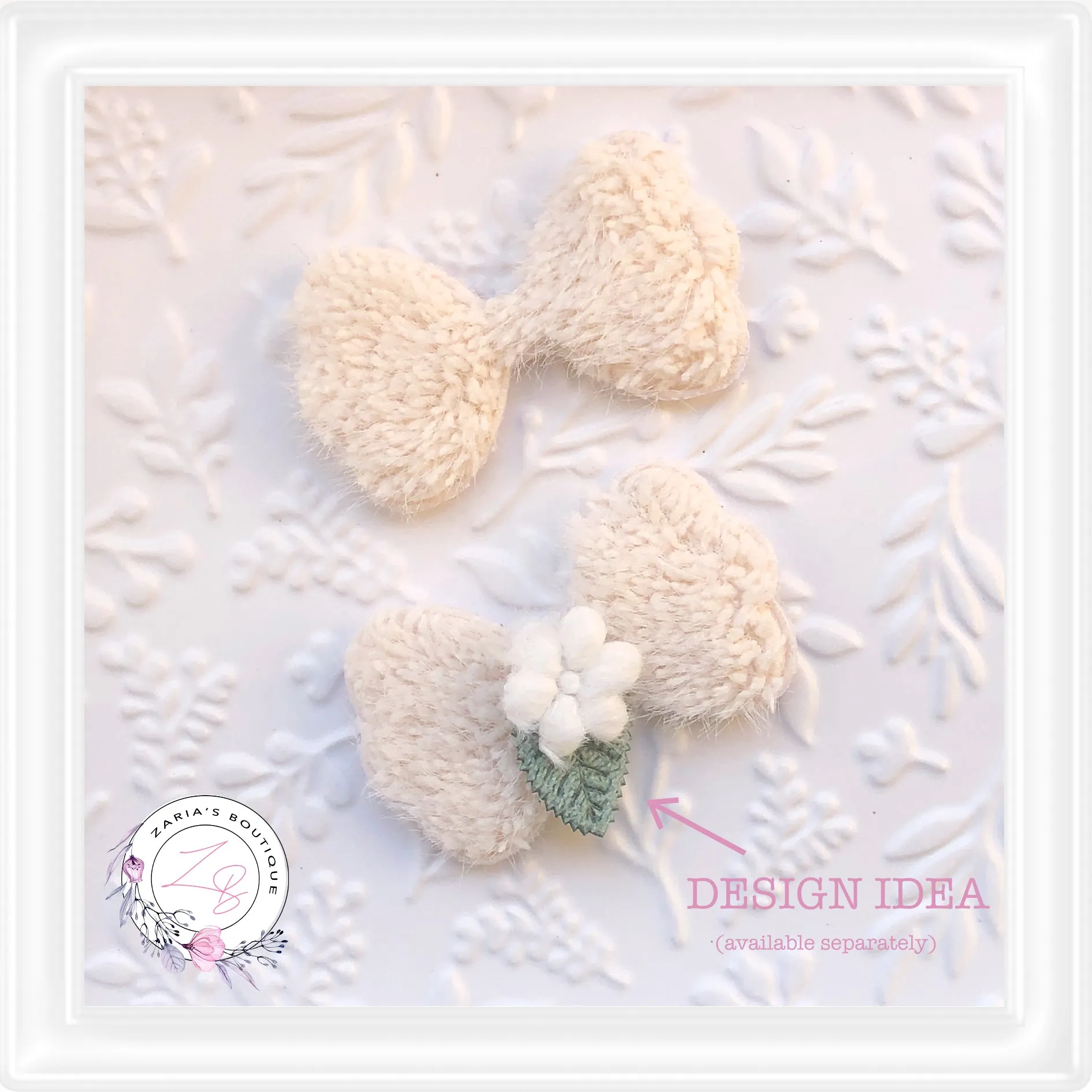 • Fur Bow Appliques • Hair Clip & Bow Embellishments • Per Pair •