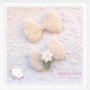 • Fur Bow Appliques • Hair Clip & Bow Embellishments • Per Pair •