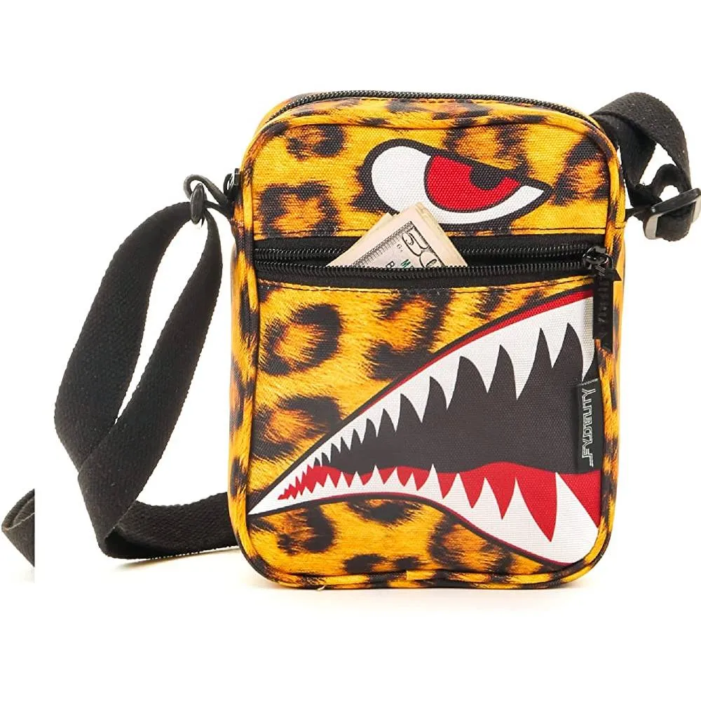FYDELITY Small Crossbody Bag Men Women Festival Crossbody Bag for Men and Women Sling Side Shoulder Bag 80s Crossbody Bags Festival Bag Concert Bag Side Bags for Men Cross Body Bag Flying Tiger Shark | Multiple Colors
