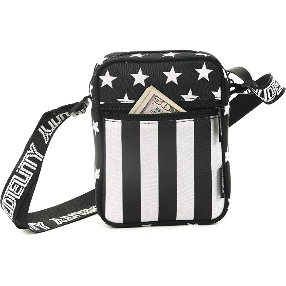 FYDELITY Small Crossbody Bag Men Women Festival Crossbody Bag for Men and Women Sling Side Shoulder Bag 80s Crossbody Bags Festival Bag Concert Bag Side Bags for Men Cross Body Bag Flying Tiger Shark | Multiple Colors