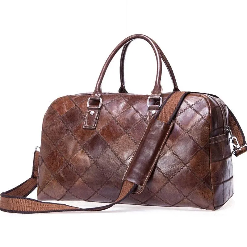 Genuine Leather Travel Bag Weekend Duffle Large Carry On Luggage