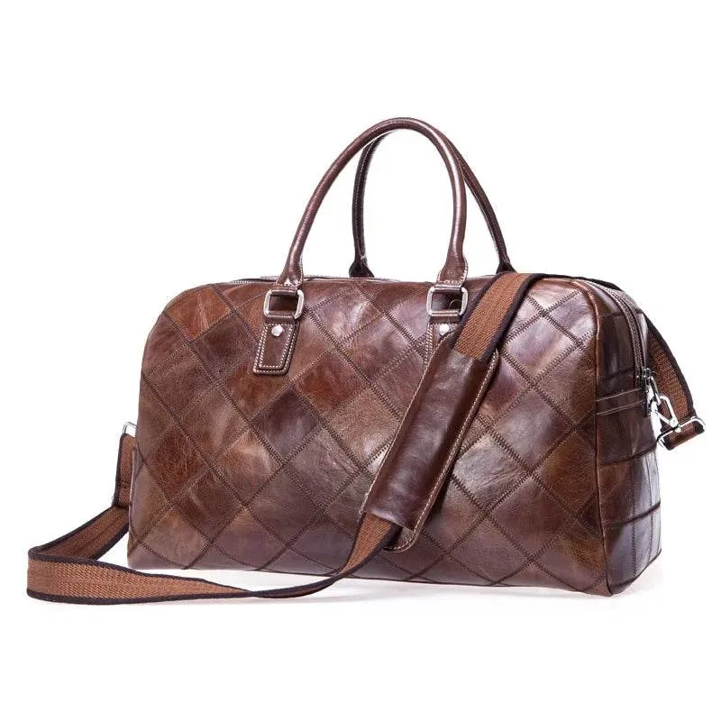 Genuine Leather Travel Bag Weekend Duffle Large Carry On Luggage