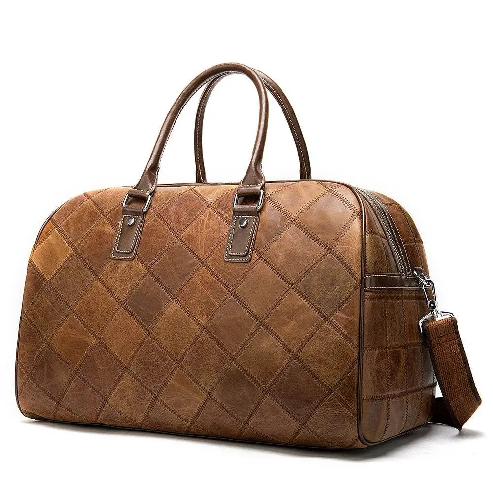 Genuine Leather Travel Bag Weekend Duffle Large Carry On Luggage