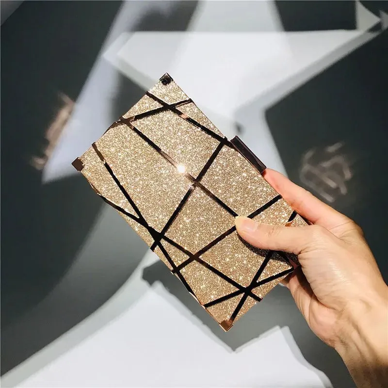 Glittery Lines Evening Clutch