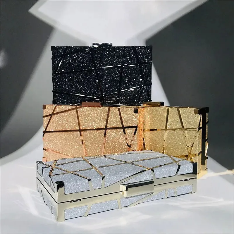 Glittery Lines Evening Clutch