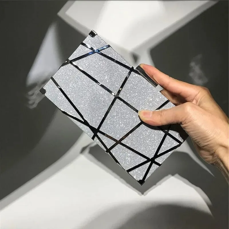 Glittery Lines Evening Clutch