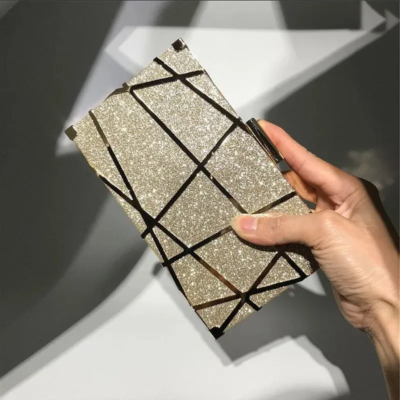 Glittery Lines Evening Clutch