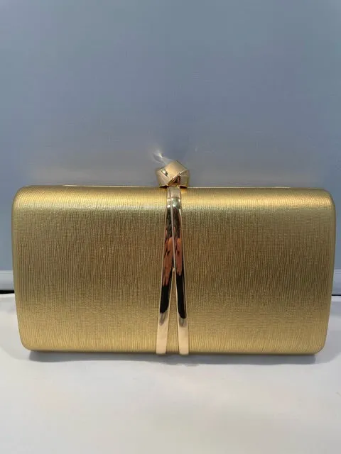 Gold Clutch with Rope Accent