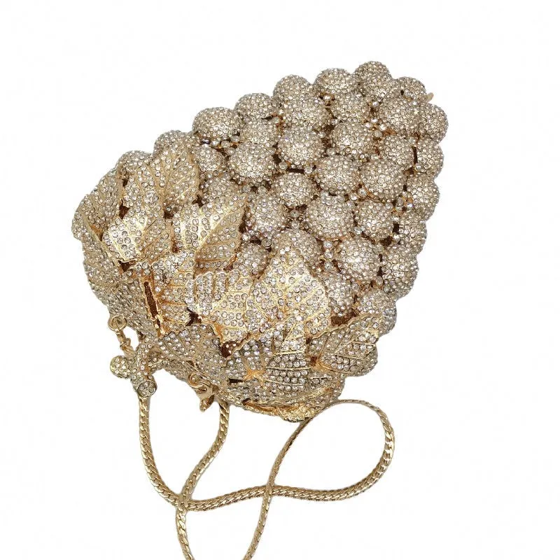 Grape Rhinestone Clutch Deluxe Evening Bag