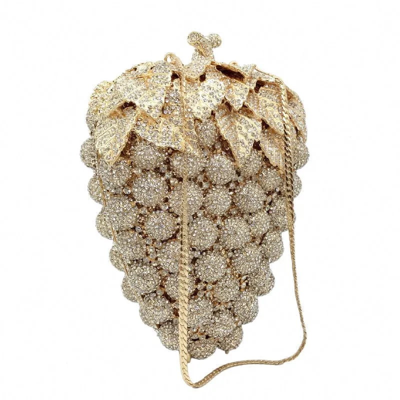 Grape Rhinestone Clutch Deluxe Evening Bag