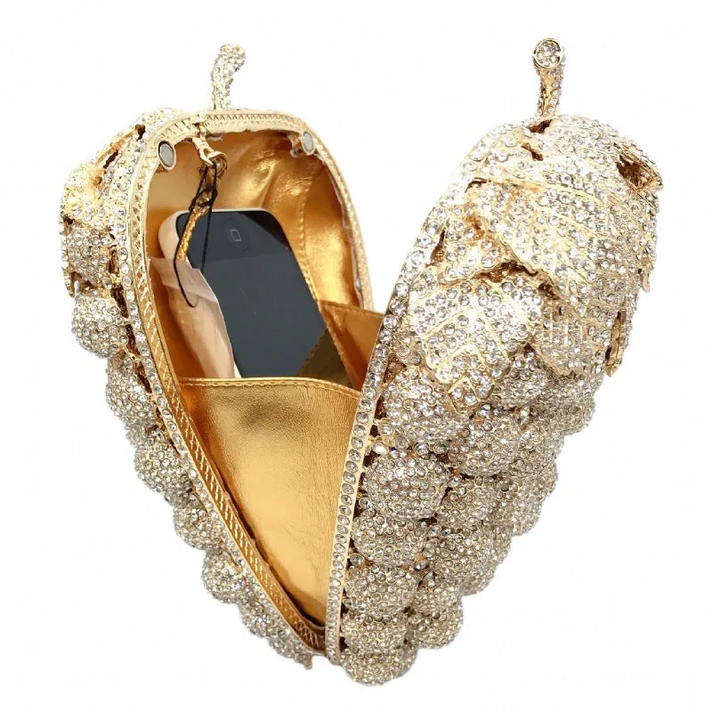 Grape Rhinestone Clutch Deluxe Evening Bag