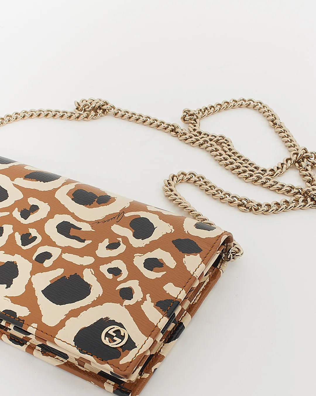 Gucci Animal Print Leather Wallet on Chain