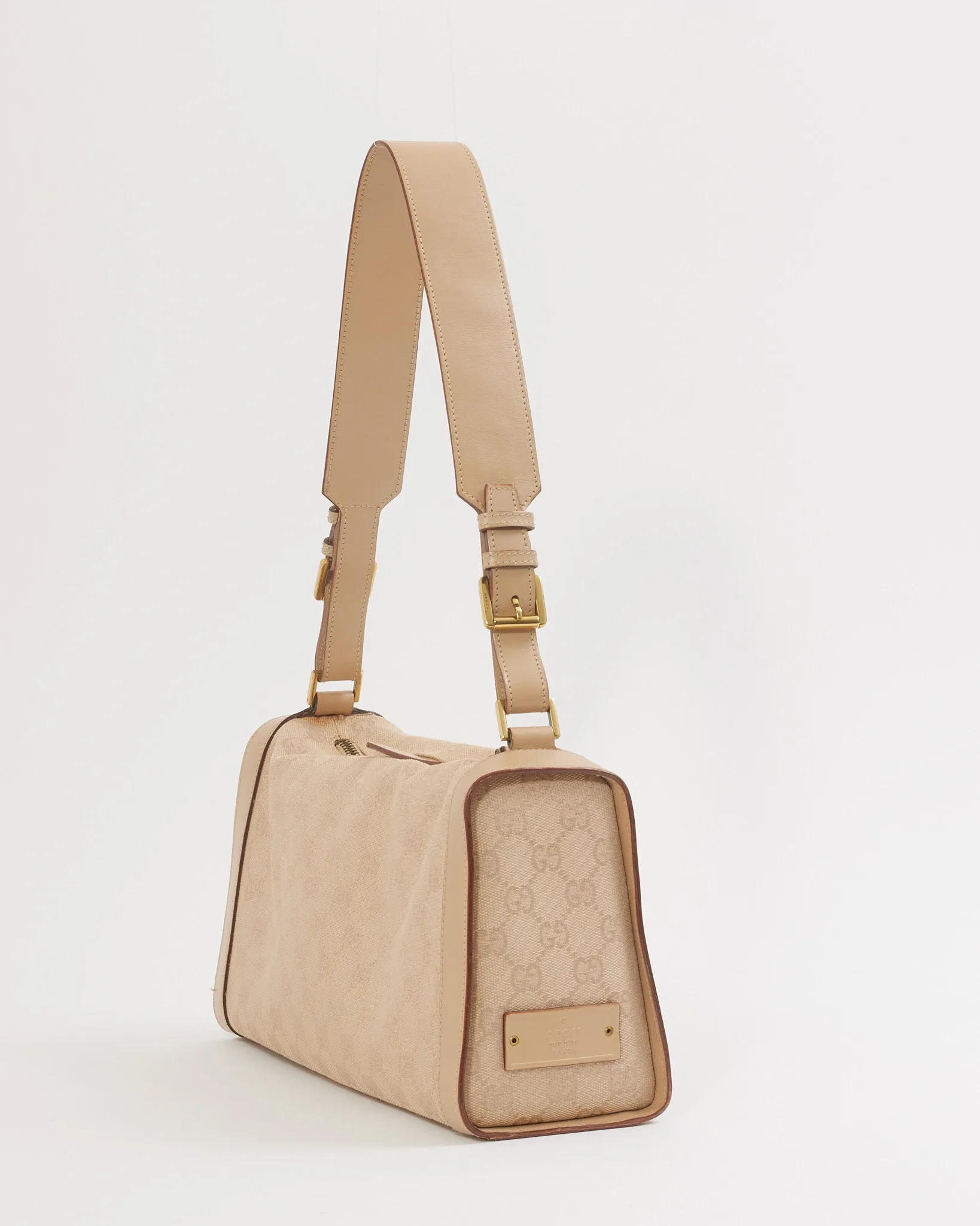 Gucci Beige GG Canvas Print Vintage Shoulder Bag