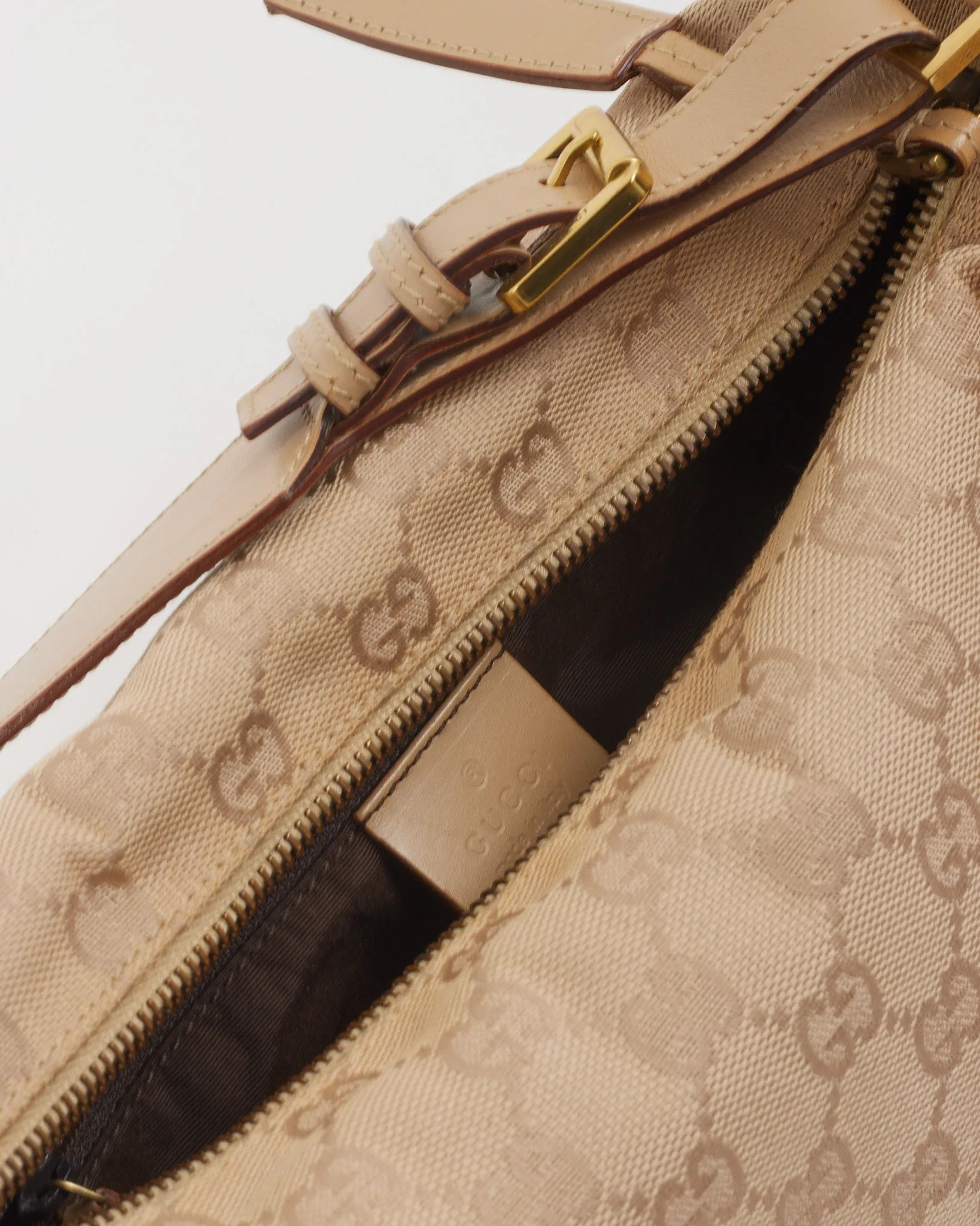 Gucci Beige GG Canvas Print Vintage Shoulder Bag
