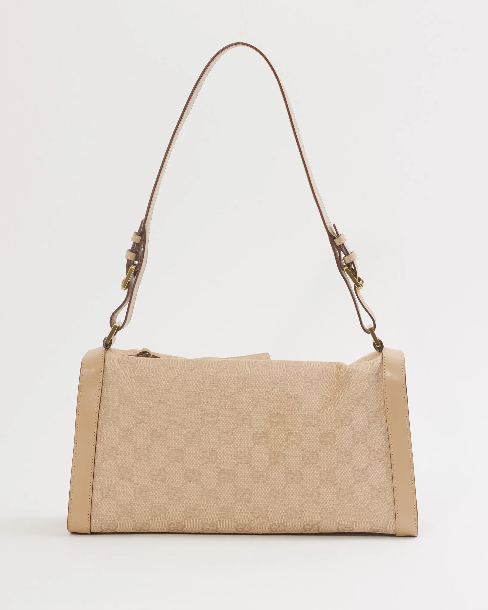 Gucci Beige GG Canvas Print Vintage Shoulder Bag