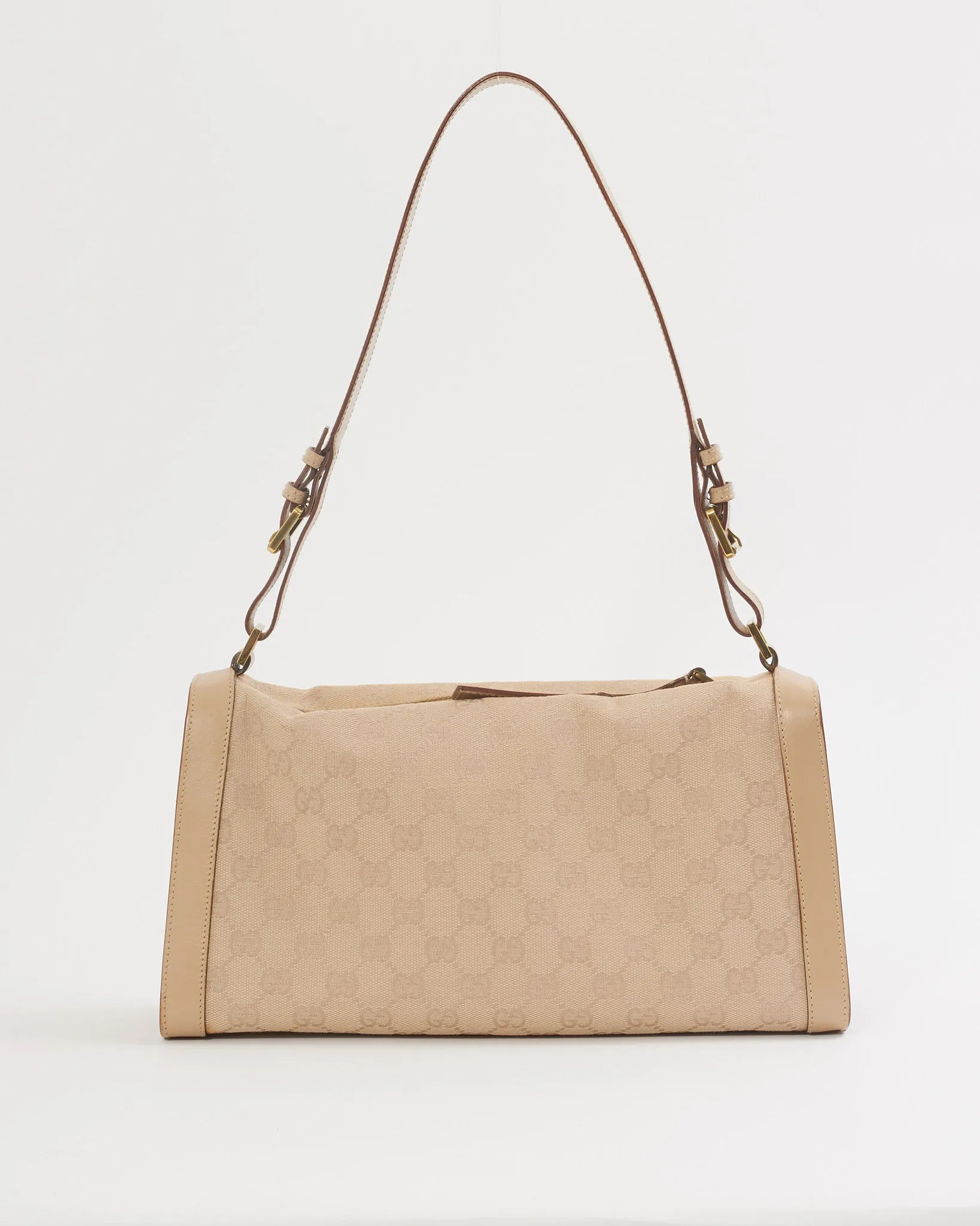 Gucci Beige GG Canvas Print Vintage Shoulder Bag