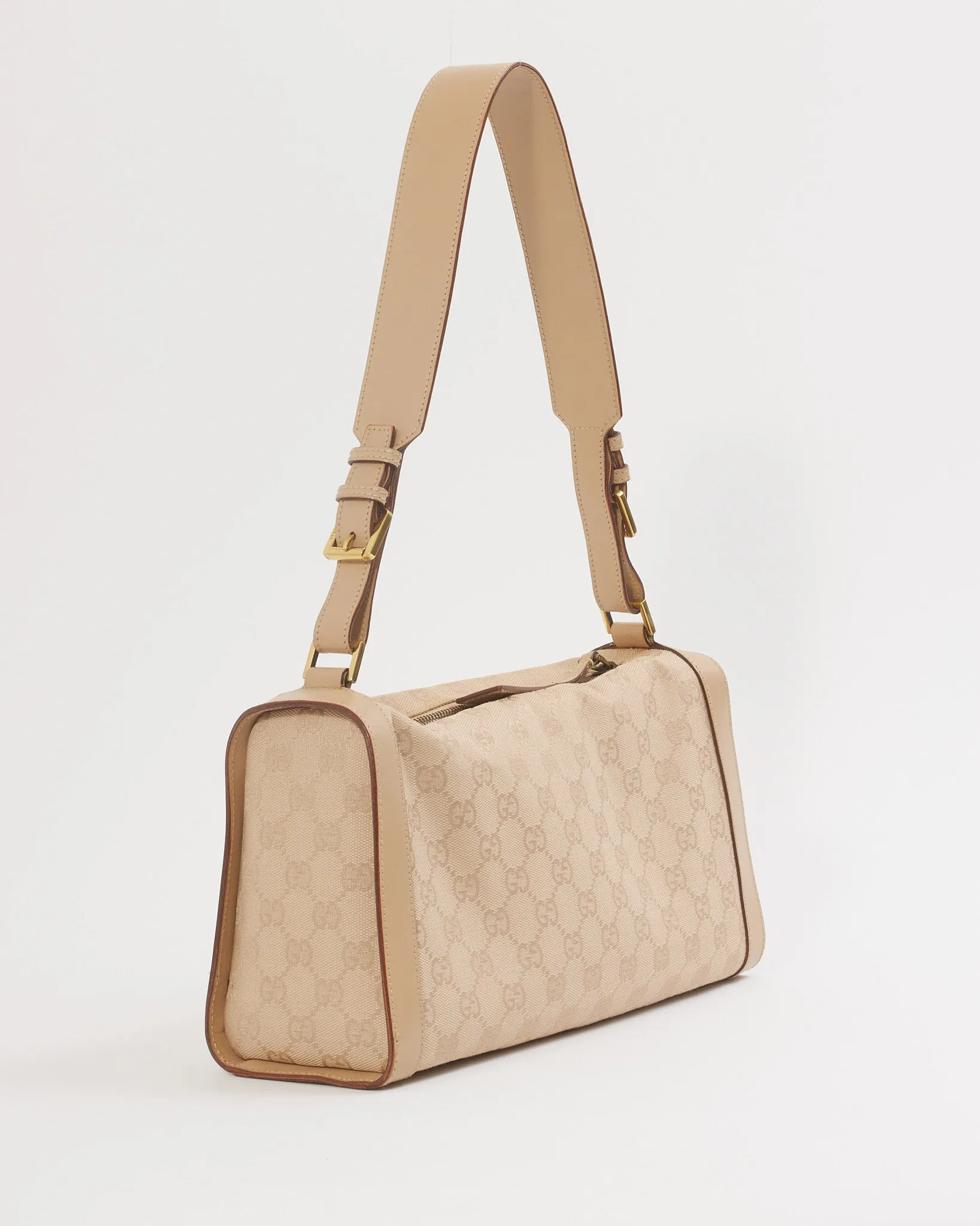 Gucci Beige GG Canvas Print Vintage Shoulder Bag