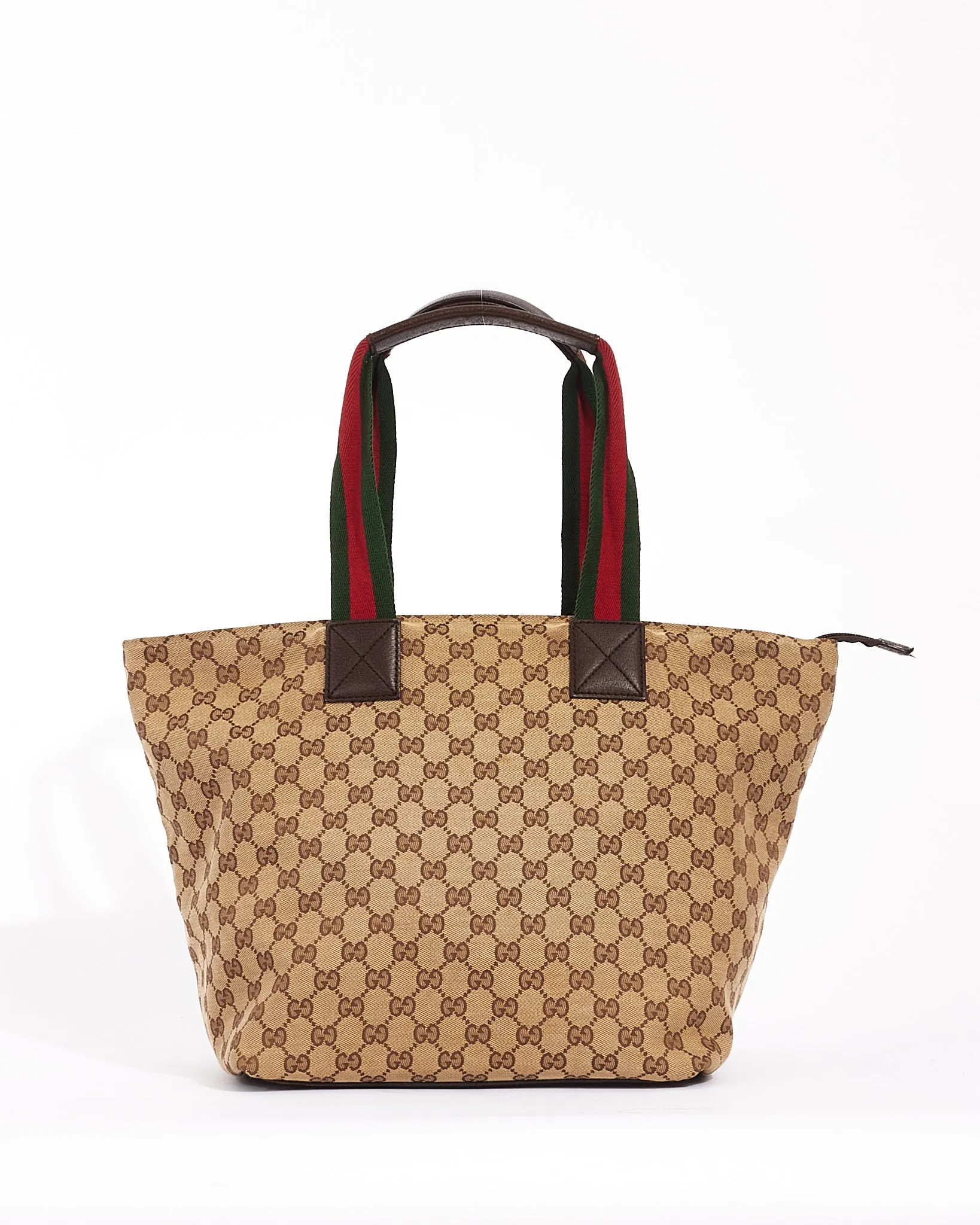 Gucci Beige/Brown Monogram GG Canvas Large Web Handle Tote Bag
