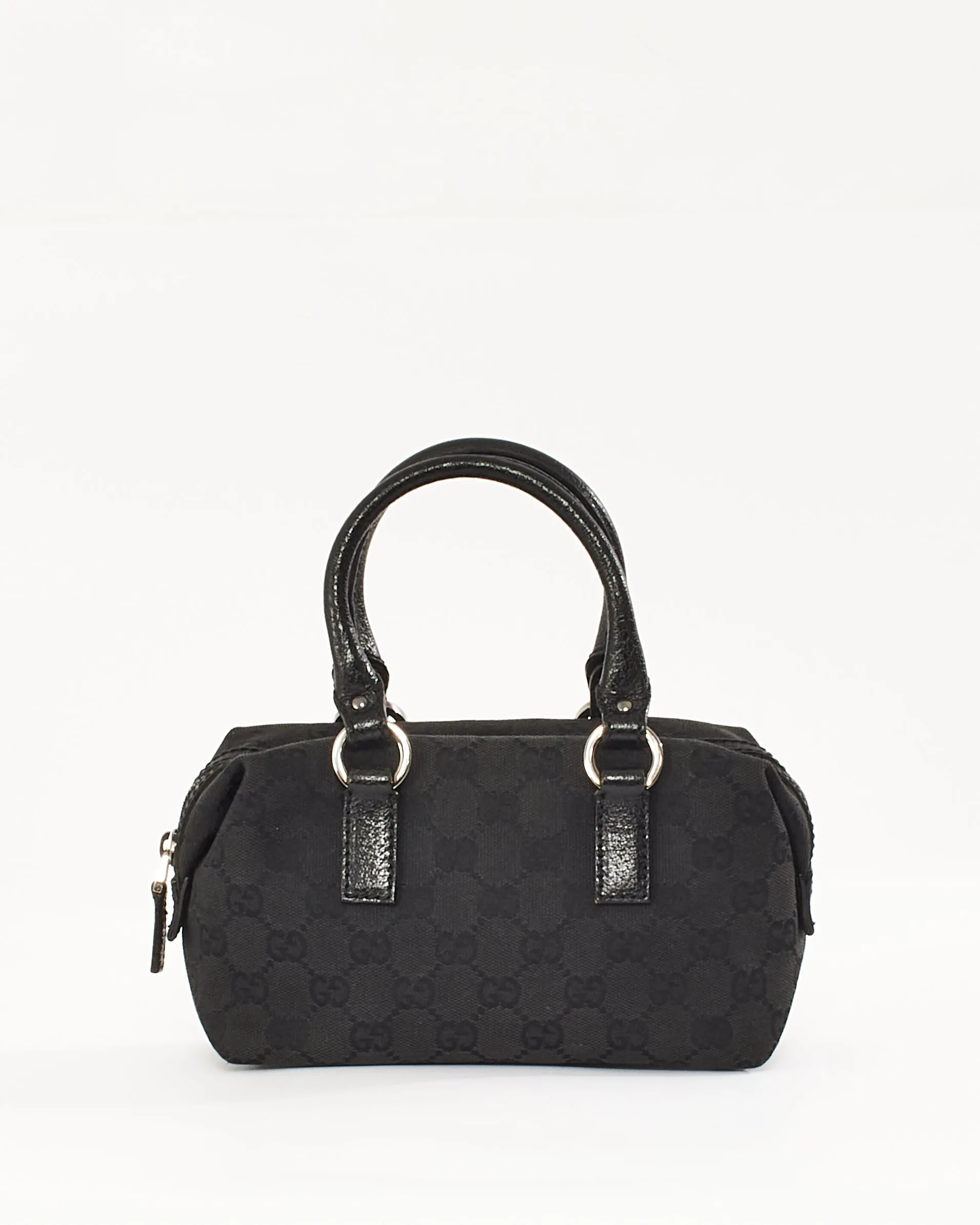Gucci Black GG Canvas Mini Boston Bag