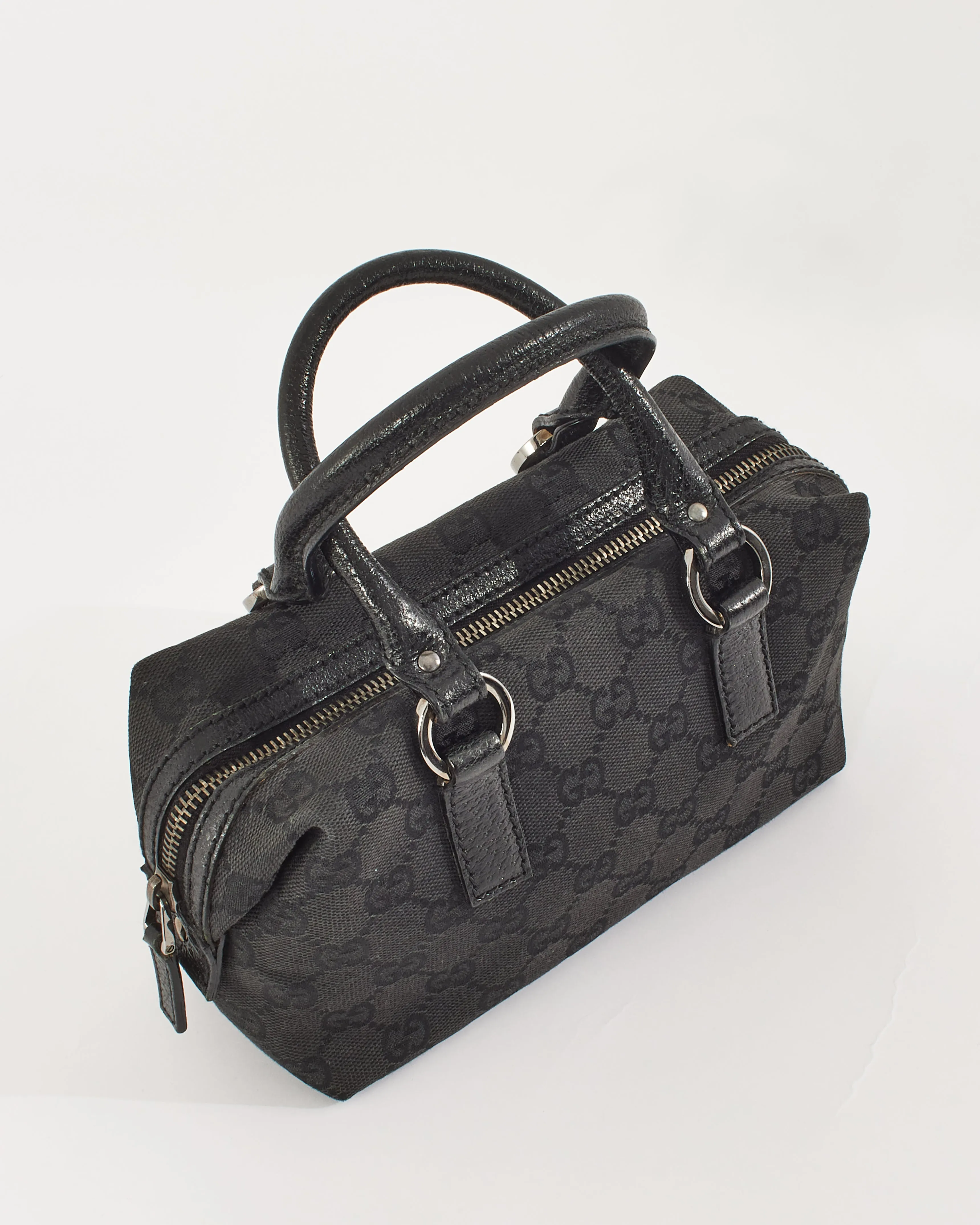 Gucci Black GG Canvas Mini Boston Bag