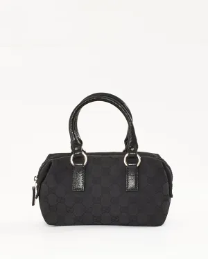 Gucci Black GG Canvas Mini Boston Bag