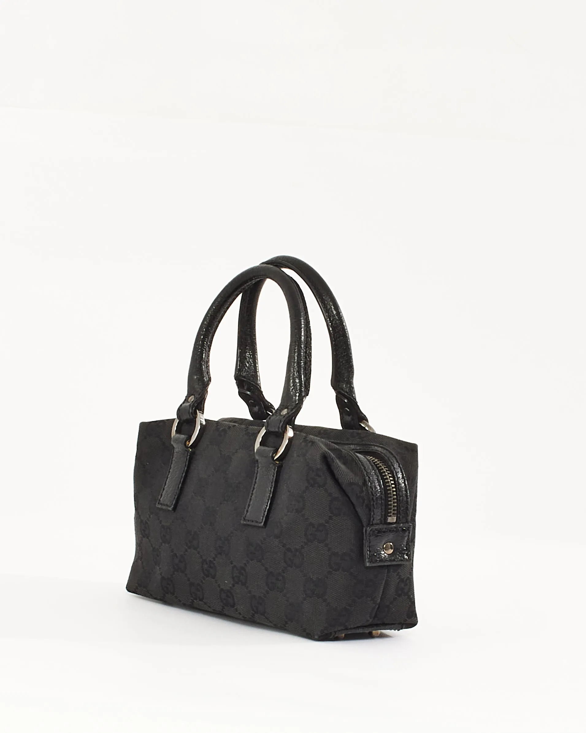Gucci Black GG Canvas Mini Boston Bag