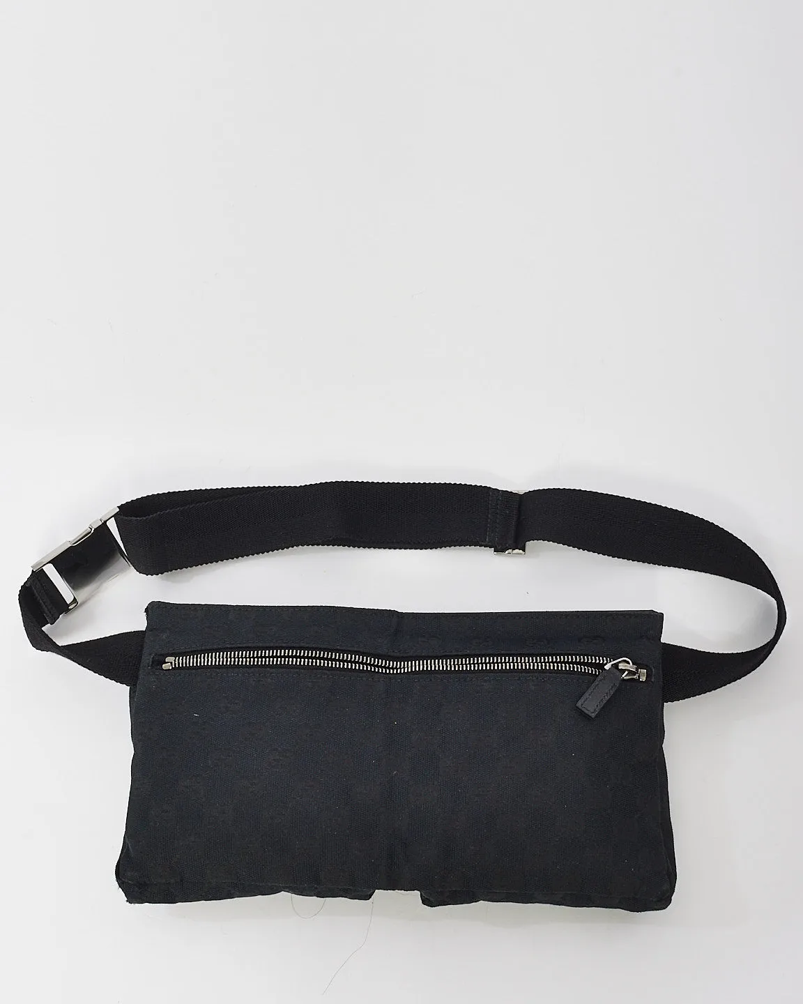 Gucci Black Monogram GG Canvas Belt Bag