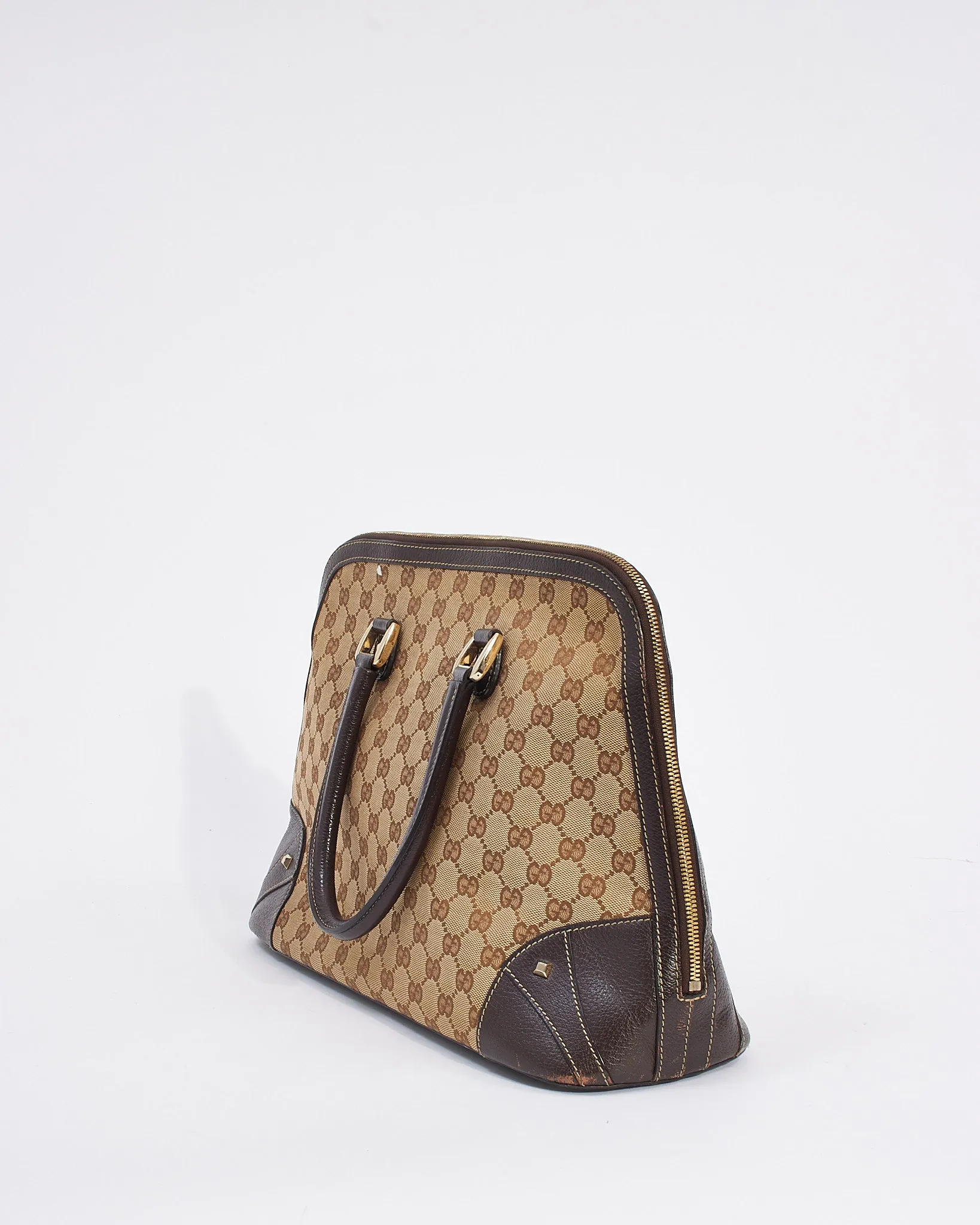Gucci Brown GG Monogram Canvas Top Handle Tote