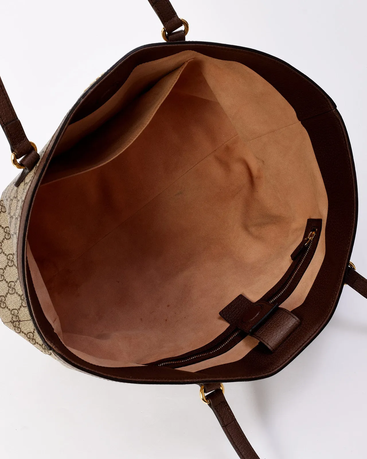 Gucci Brown GG Supreme Medium Ophidia Web Tote Bag