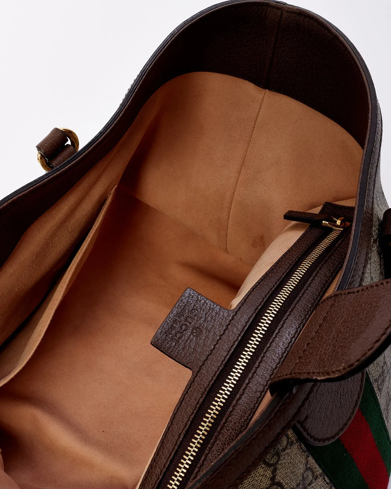 Gucci Brown GG Supreme Medium Ophidia Web Tote Bag