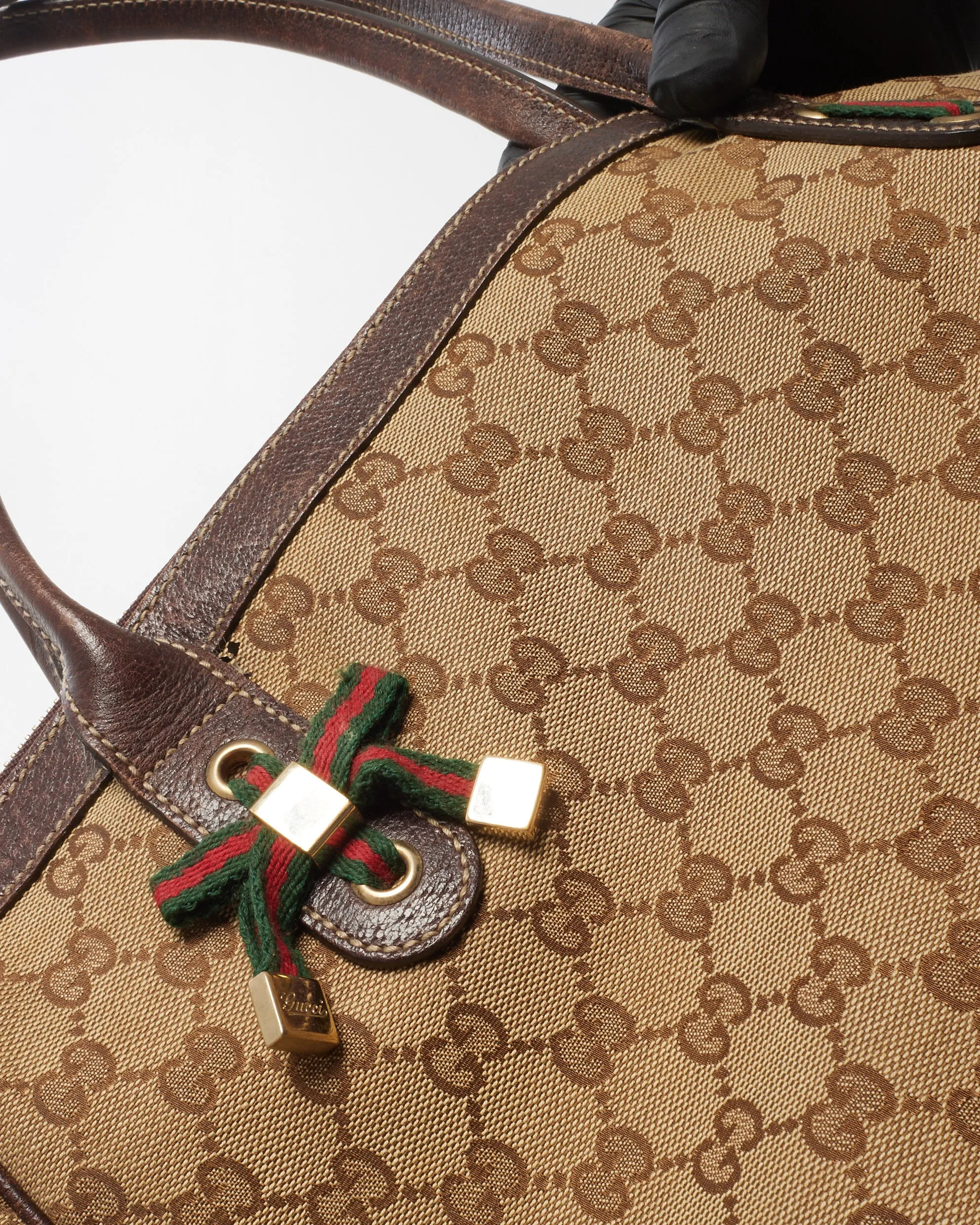 Gucci Brown/Beige Monogram Canvas Princy Sherry GG Tote Bag