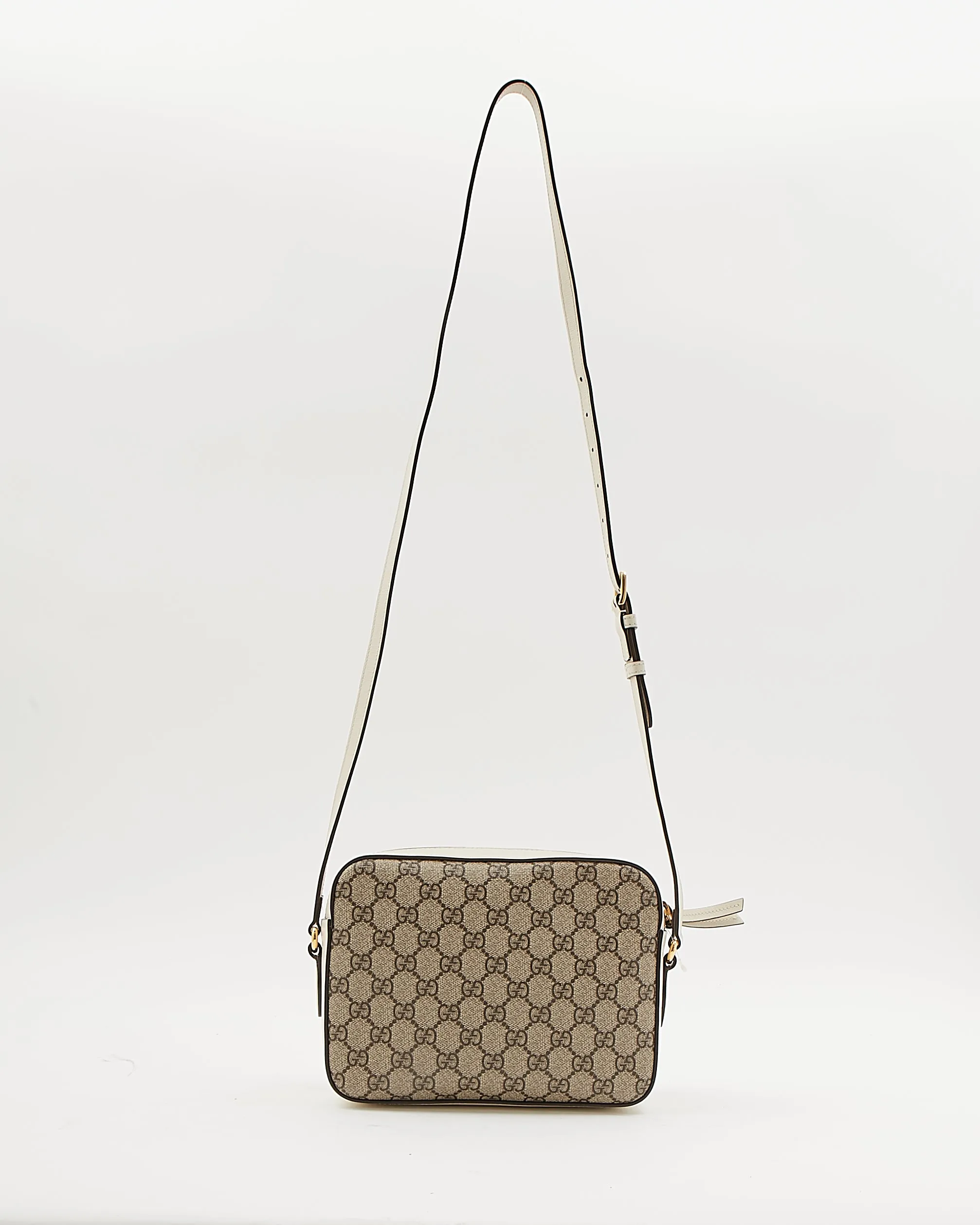 Gucci Cream Small GG Supreme Horsebit 1955 Shoulder Bag