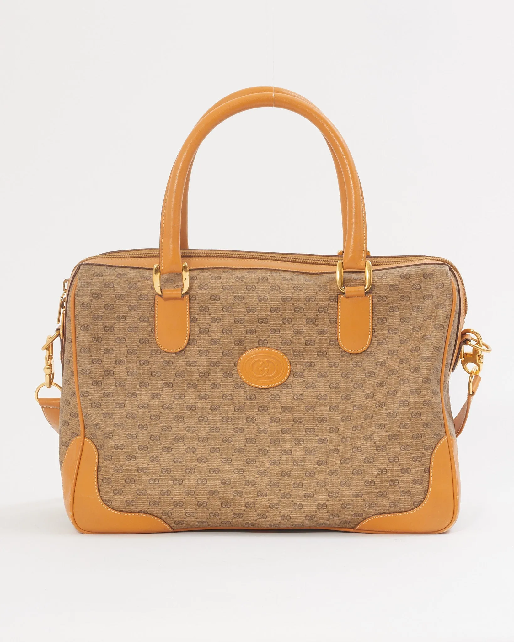 Gucci GG Brown Vintage Micro Guccissima Top Handle Bag