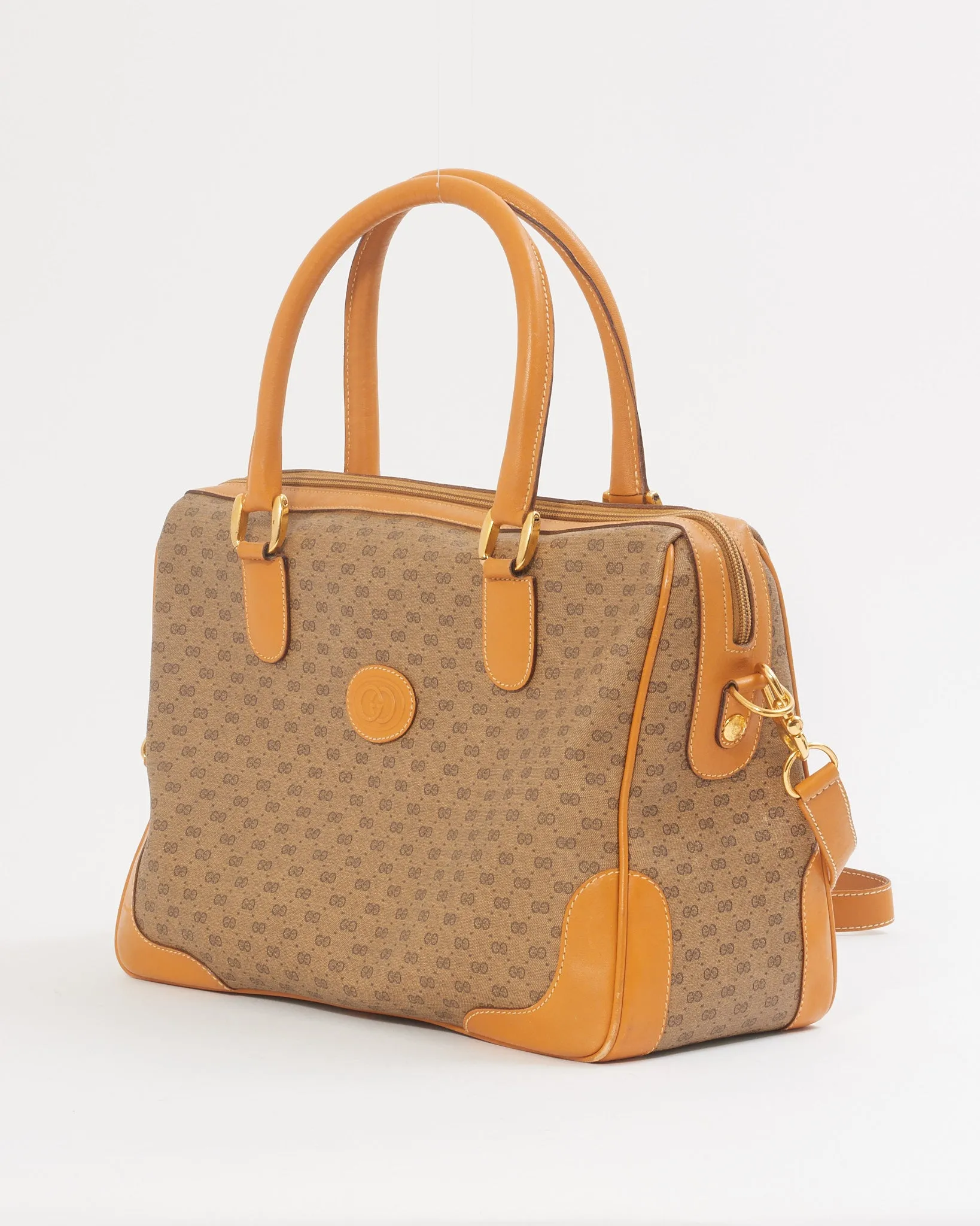 Gucci GG Brown Vintage Micro Guccissima Top Handle Bag