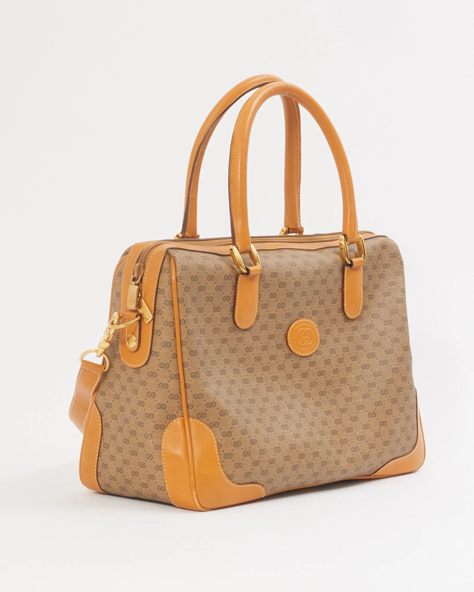 Gucci GG Brown Vintage Micro Guccissima Top Handle Bag