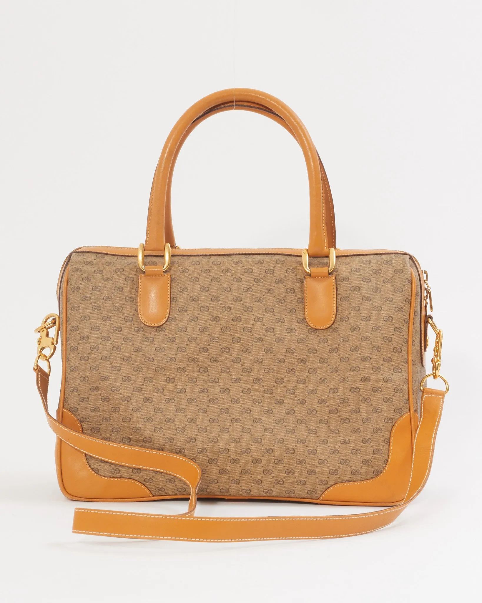 Gucci GG Brown Vintage Micro Guccissima Top Handle Bag