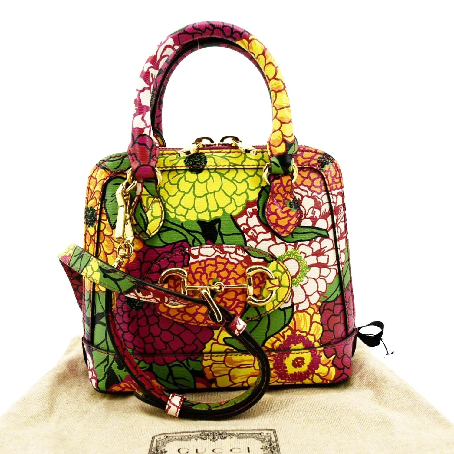 GUCCI Mini Horsebit 1955 Leather Crossbody Bag Multicolor 640716