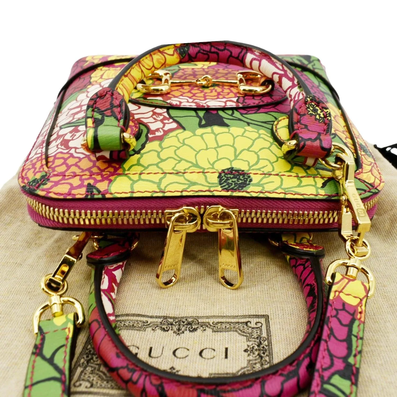 GUCCI Mini Horsebit 1955 Leather Crossbody Bag Multicolor 640716