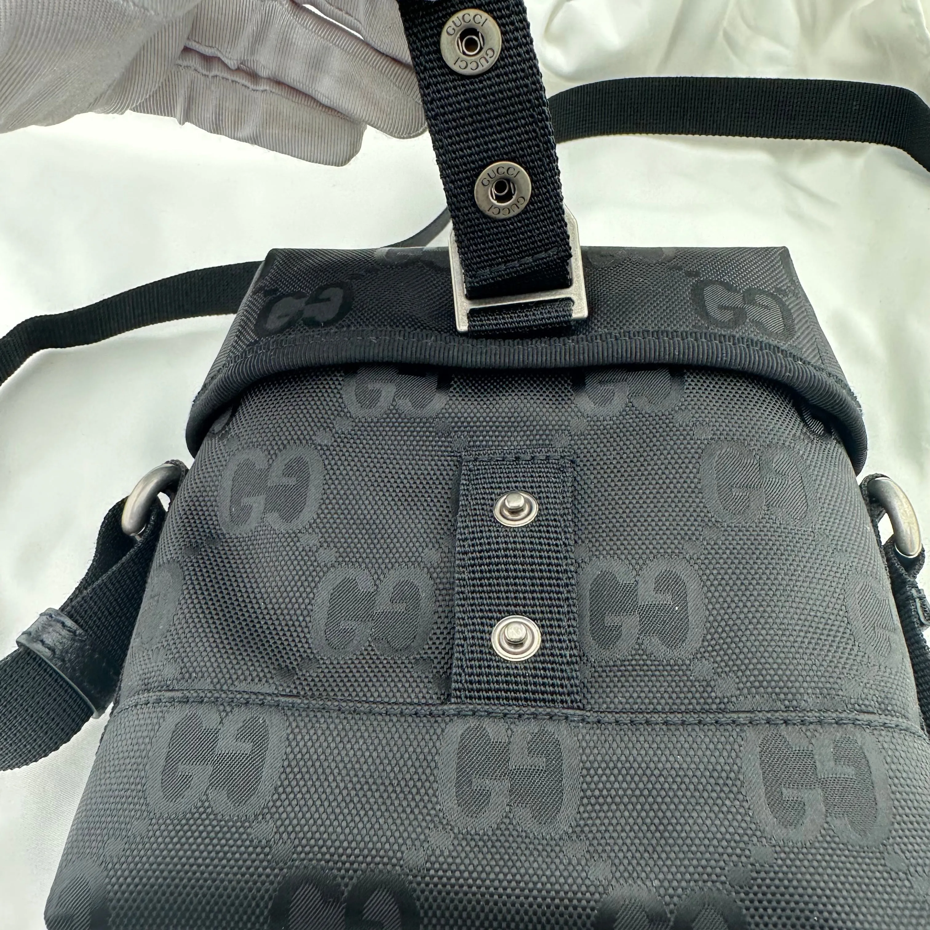 Gucci Off the Grid GG Nylon Messenger Bag in Black