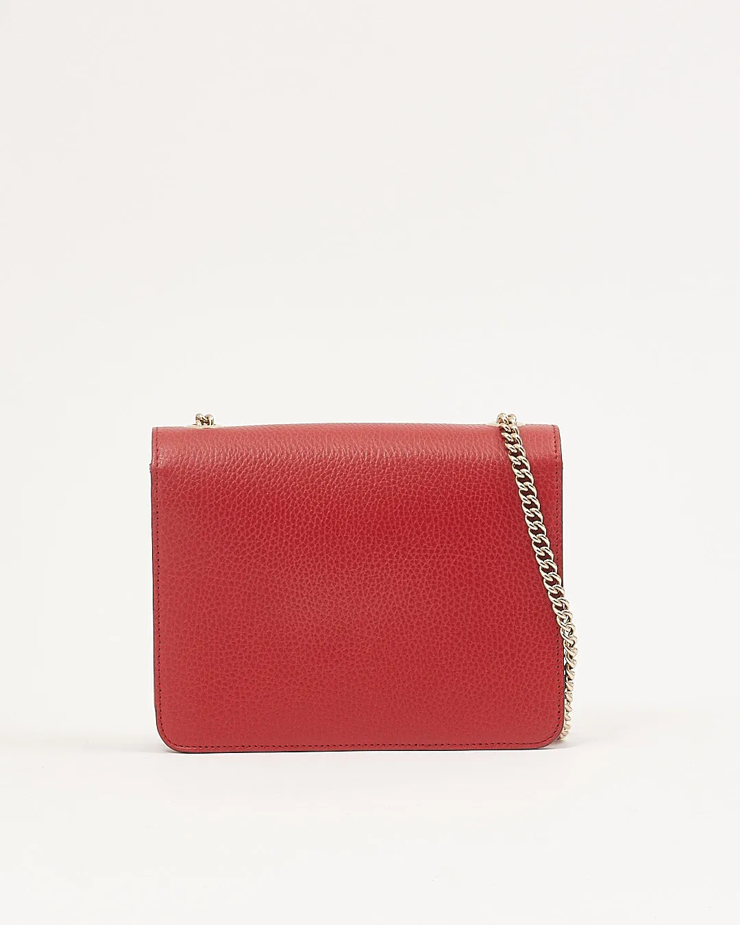 Gucci Red Pebbled Interlocking GG Dollar Crossbody Bag