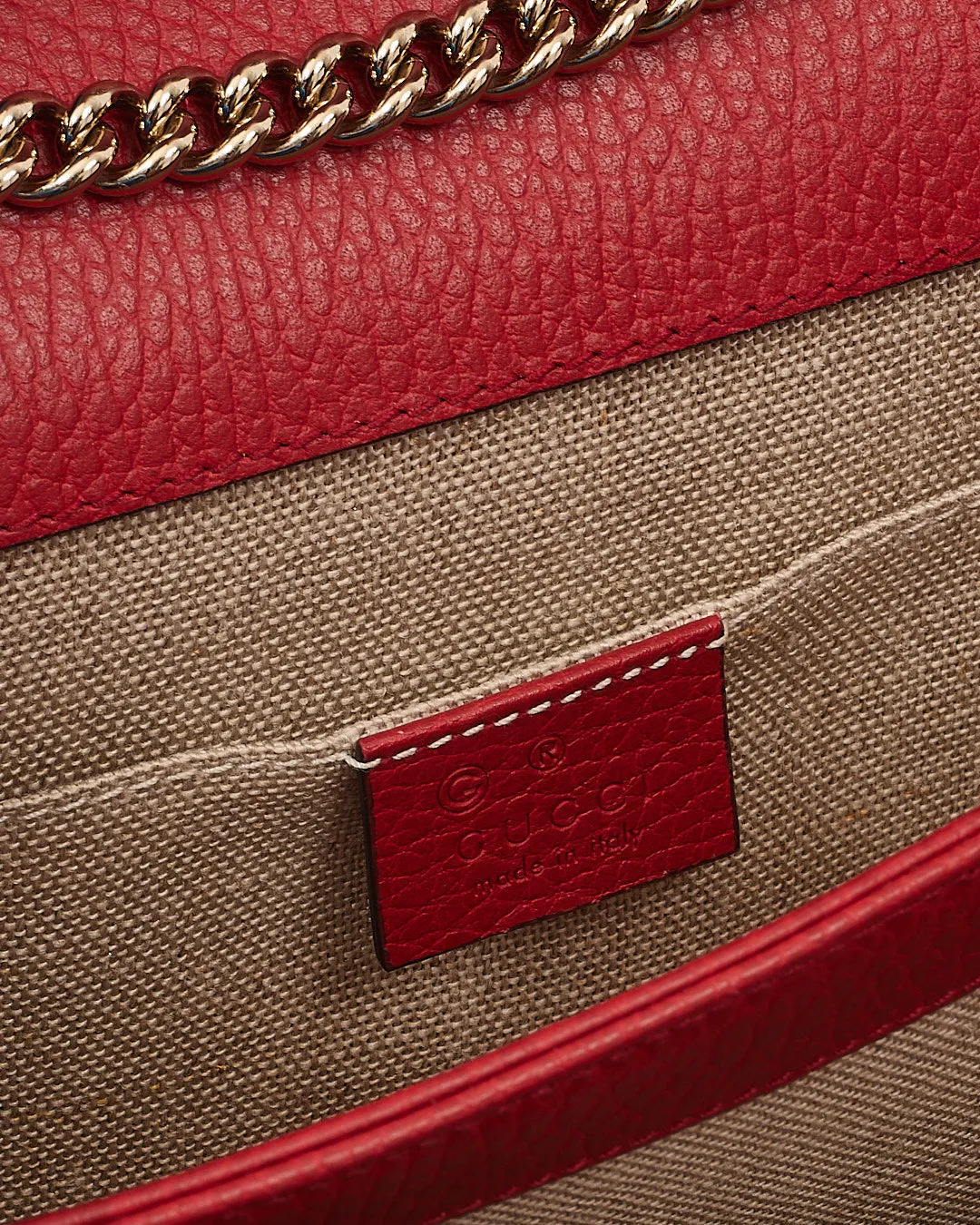 Gucci Red Pebbled Interlocking GG Dollar Crossbody Bag