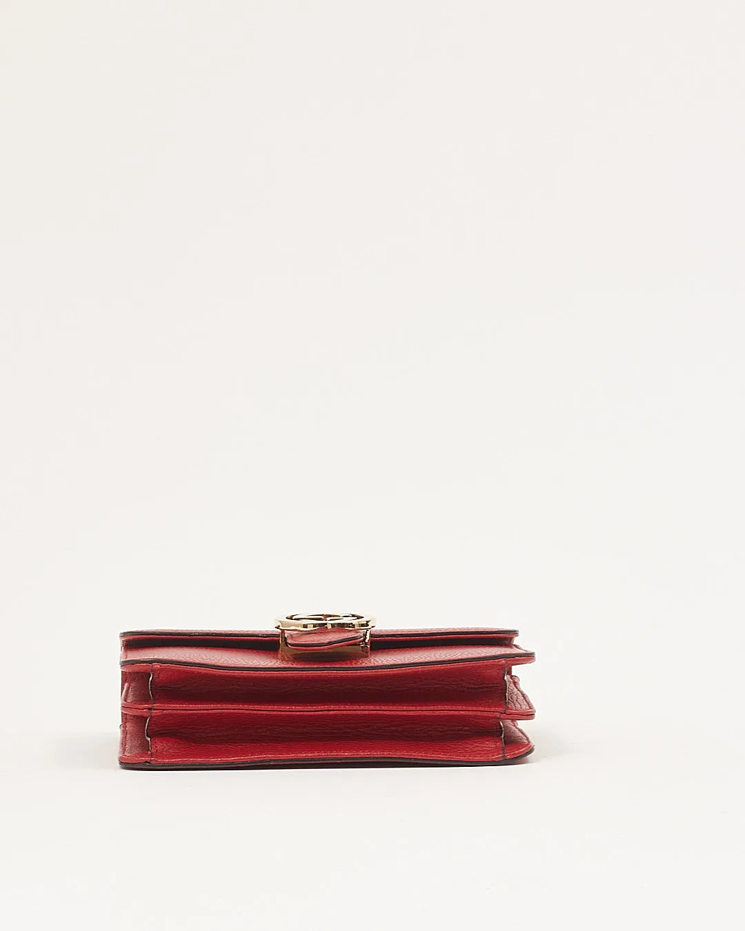Gucci Red Pebbled Interlocking GG Dollar Crossbody Bag