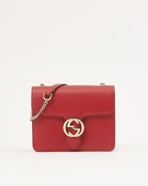 Gucci Red Pebbled Interlocking GG Dollar Crossbody Bag