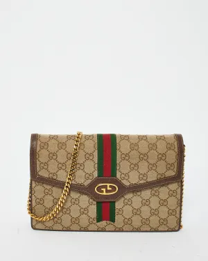 Gucci Vintage Brown Canvas Ophidia Chain Bag